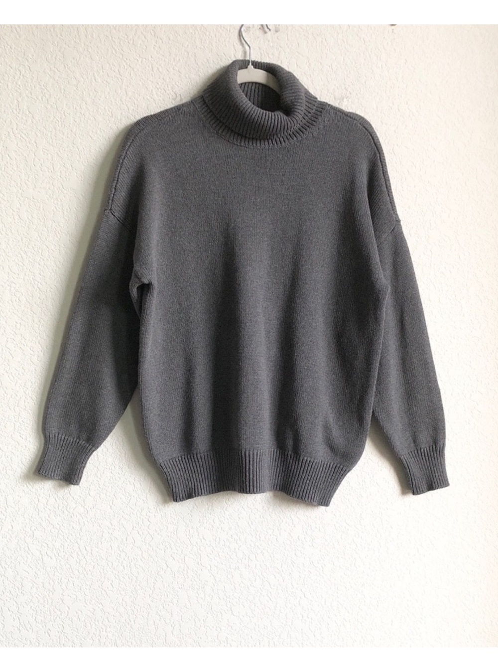 Madewell Ribbed Turtleneck Sweater Grey Cotton Oversized NM948